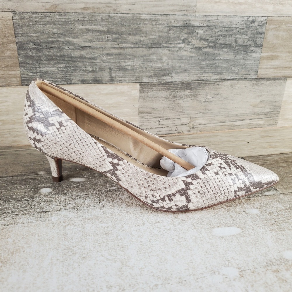 Sam Edelman Dori Womens Pumps Sz 7 Taupe Snake Print Leather Slip On Pointed Toe